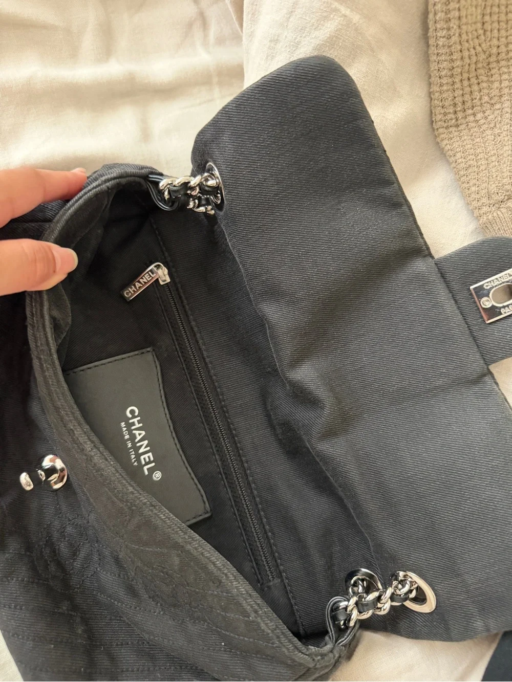 Chanel Camellia Flap Bag Denim Black 2011